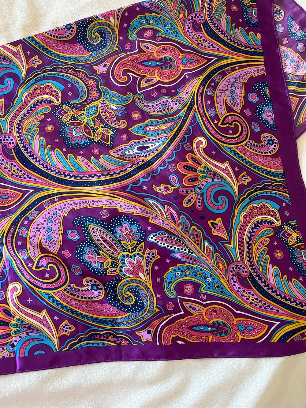 Purple Paisley Decorative silk scarf - Picture 2 of 6